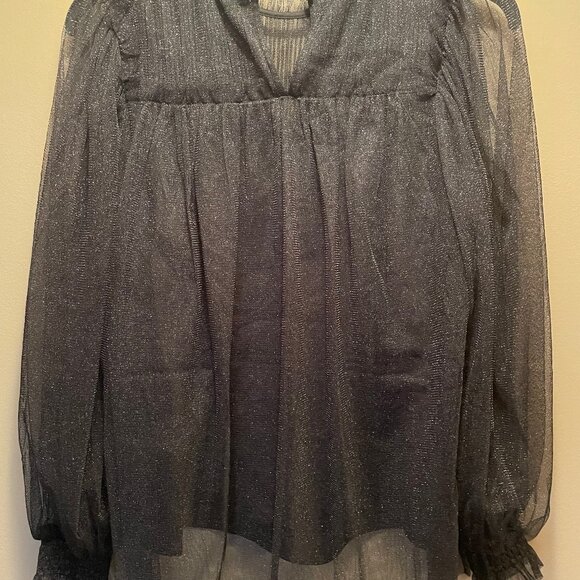 All Saints Sheer Black Blouse - Picture 5 of 10